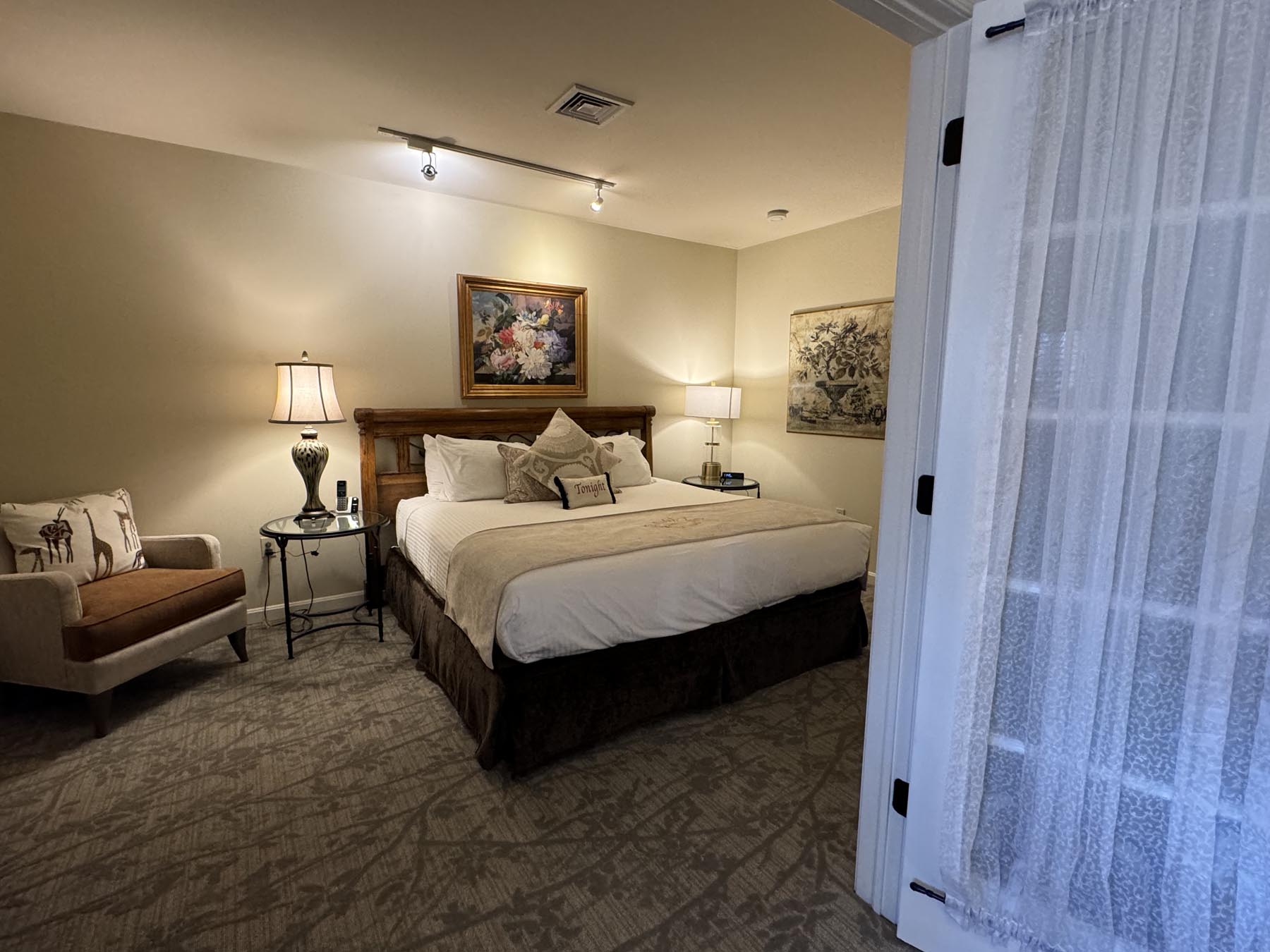 room with bed and french doors